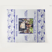 Afstuderen Wensen Pet Diploma Foto Blauw Achtergro Wandkleed (Voorkant (horizontaal))