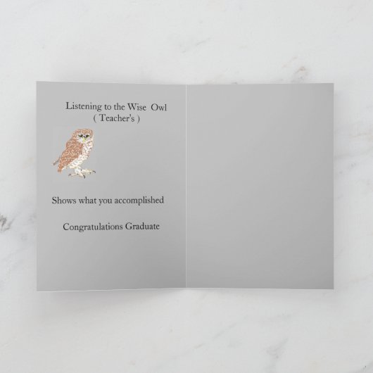 Afstuderen: Wenskaart Wise Owl Kaart (Binnen)