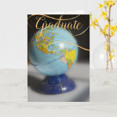 Afstuderen Wereldbol Gefeliciteerd Kaart (Gele Bloem)