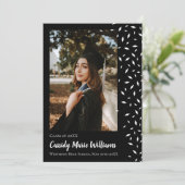 Afstuderen White Black Confetti Kaart (Staand voorkant)