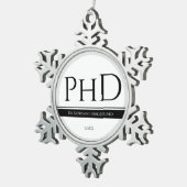 Afstuderen White Black Grey Name Year PhD Tin Sneeuwvlok Ornament (Rechts)