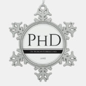 Afstuderen White Black Grey Name Year PhD Tin Sneeuwvlok Ornament (Voorkant)