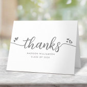 Afstuderen White Chic Modern Grey Script Hearts Bedankkaart