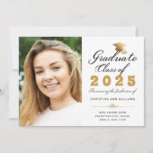 Afstuderen White Gold Script Klasse van 2025 Foto Aankondiging (Voorkant)