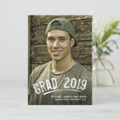 Afstuderen White Grunge Lettered Photo Announction Aankondiging (Staand voorkant)