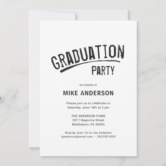 Afstuderen White Grunge Lettered Photo Announction Aankondiging (Achterkant)