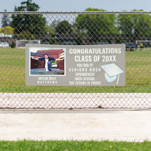 Afstuderen White Opal 1 Foto gefeliciteerd Spandoek (Insitu)