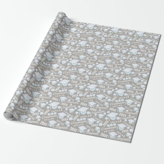 Afstuderen White Opal Chic Polka Dot Afstuderen Cadeaupapier (Uitgerold)