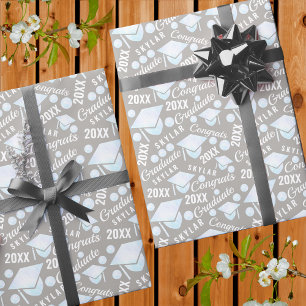 Afstuderen White Opal Chic Polka Dot Afstuderen Cadeaupapier