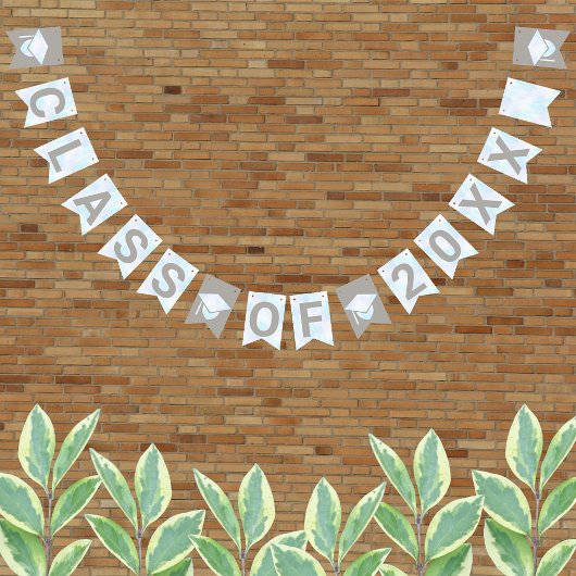 Afstuderen White Opal Party Signs Class of Year Vlaggetjes