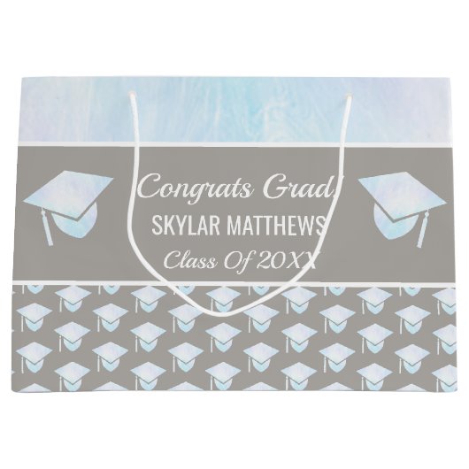 Afstuderen White Opal Pattern Trendy Congrates Groot Cadeauzakje (Voorkant)