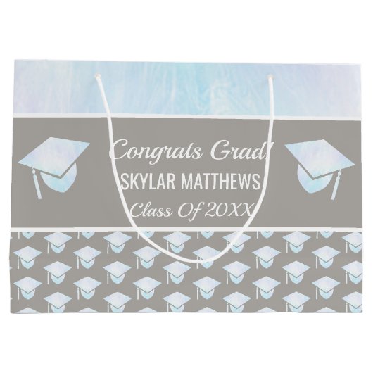 Afstuderen White Opal Pattern Trendy Congrates Groot Cadeauzakje (Achterkant)