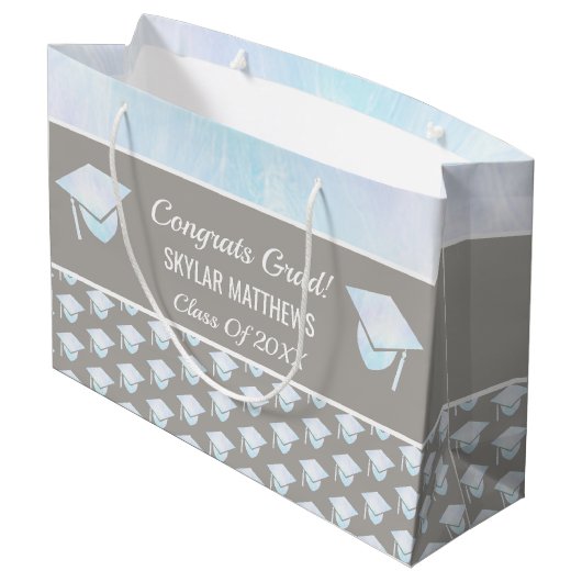 Afstuderen White Opal Pattern Trendy Congrates Groot Cadeauzakje (Achterkant Gekanteld)