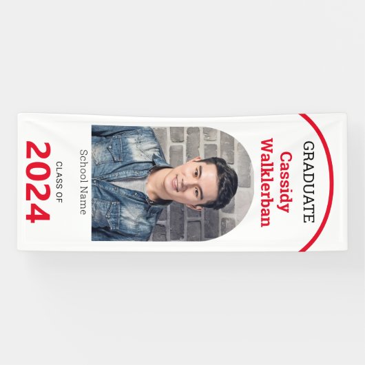 Afstuderen White Red Photo Afstuderen Spandoek (Horizontaal)