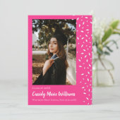 Afstuderen White roze Confetti Kaart (Staand voorkant)