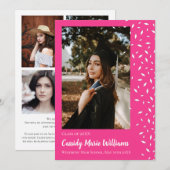 Afstuderen White roze Confetti Kaart (Voorkant / Achterkant)