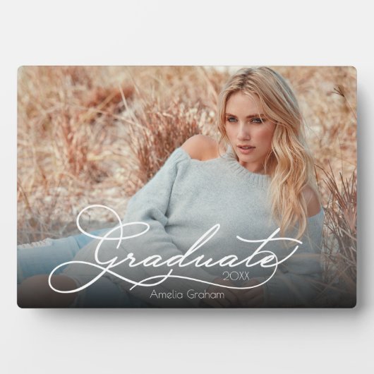 Afstuderen White Script Foto Fotoplaat (voorkant)