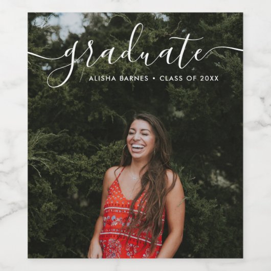 Afstuderen Wijnflesetiket Aangepaste foto Wijn Etiket (Enkel label)