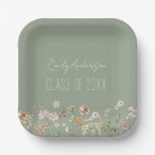 Afstuderen Wildflower Sage Groen Afstudeerder Mode Papieren Bordje (Voorkant)