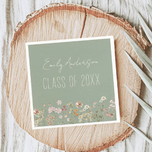 Afstuderen Wildflower Sage Groen Boho Chic Servet