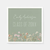 Afstuderen Wildflower Sage Groen Boho Chic Servet (Voorkant)