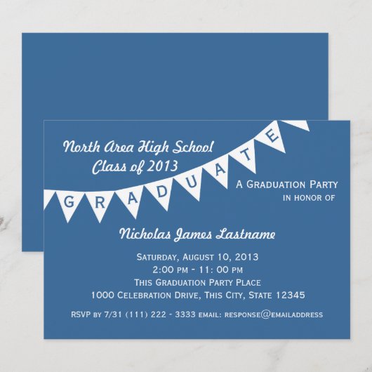 Afstuderen wimpel vlag veranderlijke kleur kaart (Voorkant / Achterkant)