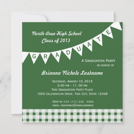 Afstuderen wimpel vlag veranderlijke kleur kaart (Voorkant)