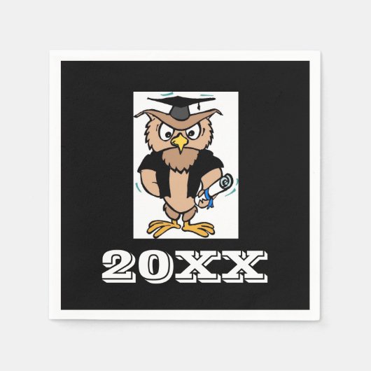 Afstuderen Wise Old Owl Afstuderen Symbol Napkins Servet (Voorkant)