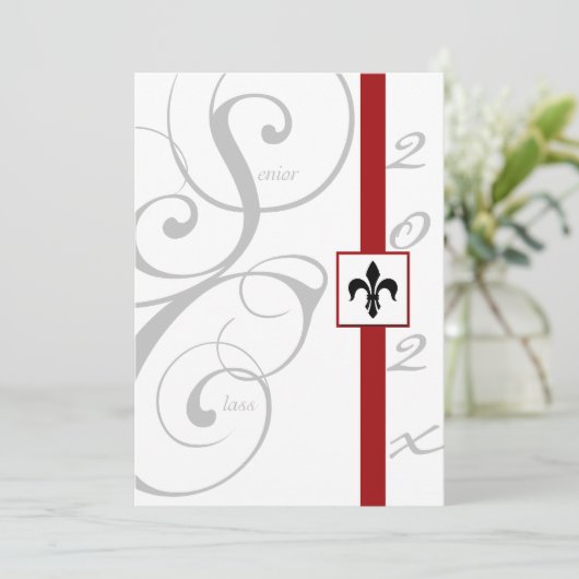 Afstuderen wit en rood met rollint kaart (Staand voorkant)