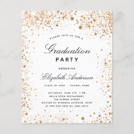 Afstuderen wit goud glitter budget uitnodiging flyer