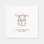 Afstuderen Wit Grijs Bourgogne Naam Monogram Servet (Voorkant)