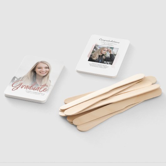 Afstuderen Wit Rose Gold Script Afstudeerder Foto' Handwaaier (Niet-gemonteerd)