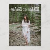 Afstuderen wit Schattige script | De datumfoto ops Aankondigingskaart (Voorkant)