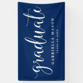 Afstuderen wit script | Aangepaste achtergrondkleu Spandoek (Verticaal)