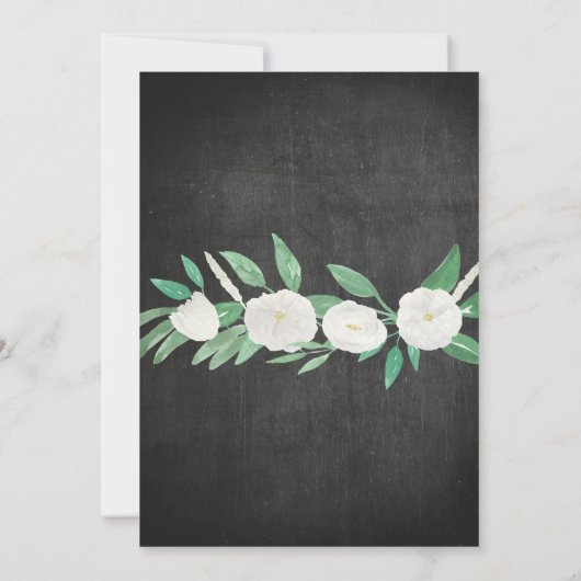 Afstuderen Witte bloemen Lichten Chalk Uitnodigen Kaart (Achterkant)