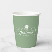 Afstuderen witte groene scripttypografie papieren bekers (Achterkant)