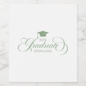 Afstuderen witte groene scripttypografie wijn etiket (Enkel label)