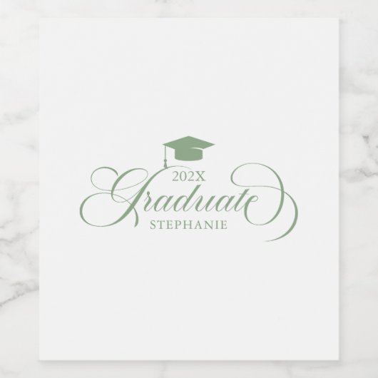 Afstuderen witte groene scripttypografie wijn etiket (Enkel label)