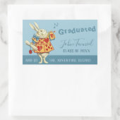 Afstuderen Witte konijn blauw trompet CC1138 Rechthoekige Sticker (Tas)