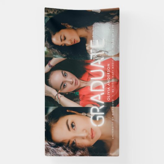 Afstuderen witte neon multi-fotomodern spandoek (Verticaal)