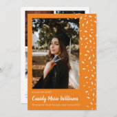 Afstuderen witte Oranje Confetti Kaart (Voorkant / Achterkant)