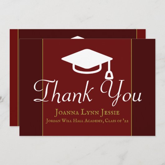 Afstuderen witte Pet Bedankt Manuscript Maroon (Voorkant / Achterkant)