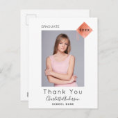 Afstuderen witte rozen goud moderne foto bedankt briefkaart (Voorkant / Achterkant)