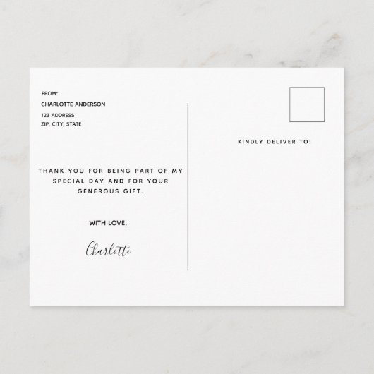 Afstuderen witte rozen goud moderne foto bedankt briefkaart (Achterkant)