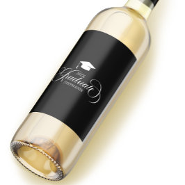 Afstuderen witte scripttypografie wijn etiket