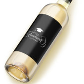 Afstuderen witte scripttypografie wijn etiket