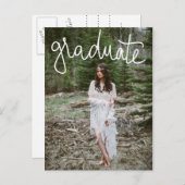 Afstuderen witte typografie | De datumfoto opslaan Aankondigingskaart (Voorkant / Achterkant)