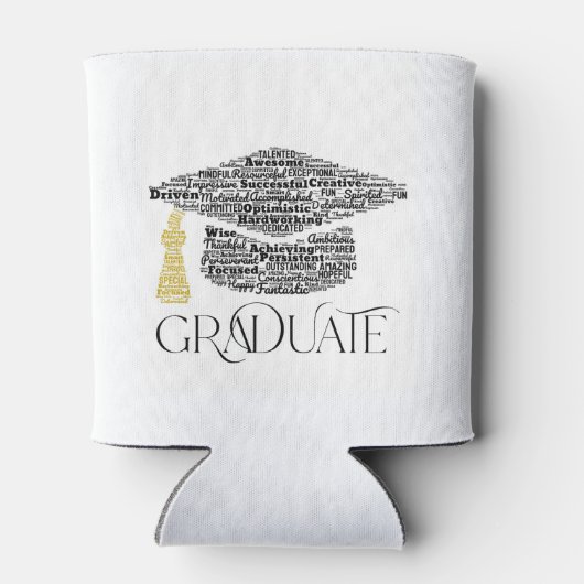 Afstuderen woorden afstudeerfeest blikjeskoeler (Achterkant)