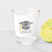 Afstuderen woorden afstudeerfeest shot glas (Voorkant)
