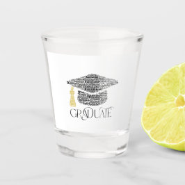 Afstuderen woorden afstudeerfeest shot glas